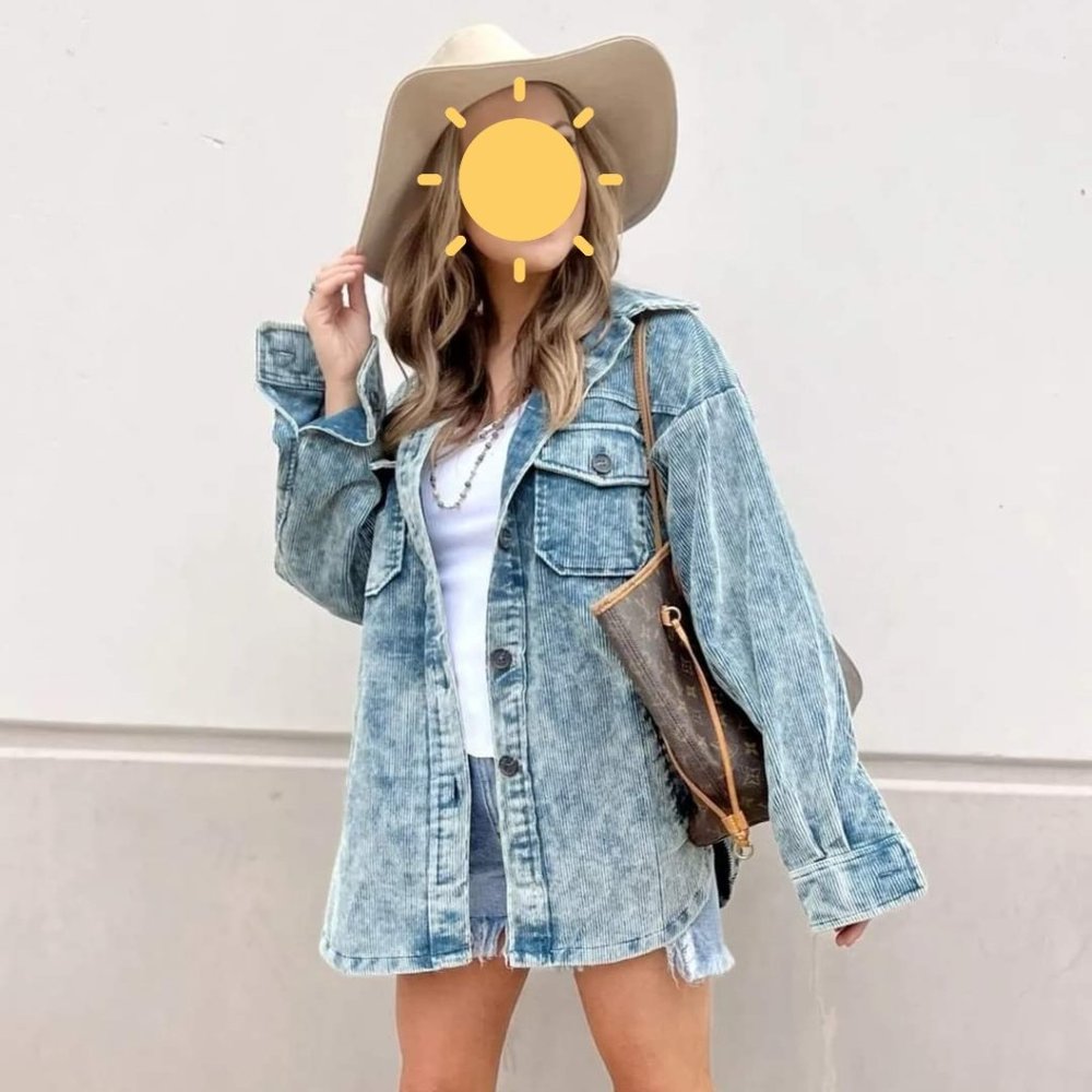 SADIE VINTAGE CORDUROY SHACKET - Aqua